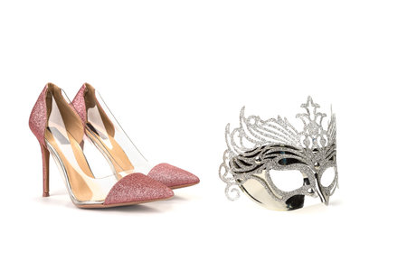 Gold digger woman weapons. High heels and lipstickの写真素材