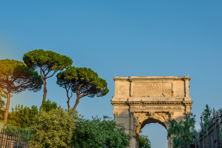Arch of Titus in the early morning in Romeのeditorial素材