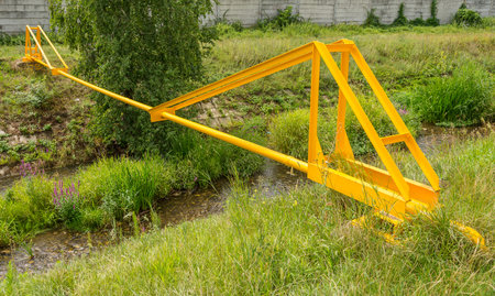 Natural Gas Pipeline Across the creekの写真素材