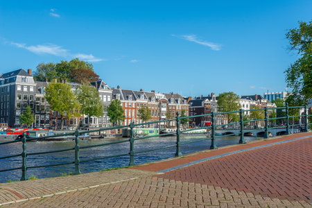Traditional Dutch Baroque and Gothic old architecture in Amsterdam from 17th century.の写真素材