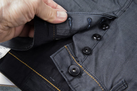 Button fly on a new jeans