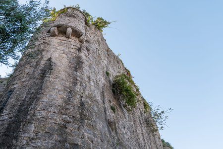The old city walls of Budva, Montenegroの写真素材