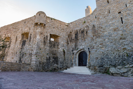 The old city walls of Budva, Montenegroの写真素材