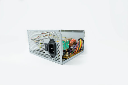 Back of the electronic power supply. Fuse switchの写真素材