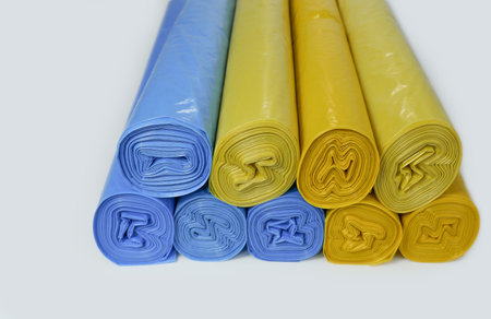 New rolls of plastic bags on the stackの写真素材