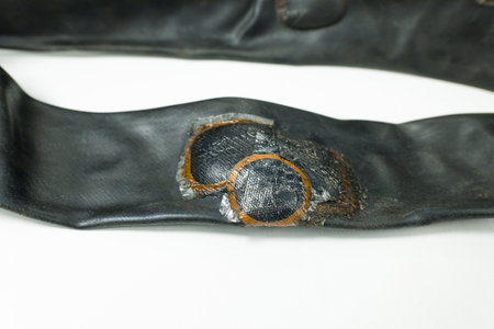 Fixed puncture on the bicycle tubeの写真素材