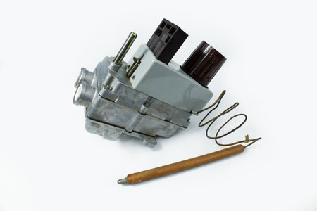 Thermostat Gas boiler Valve Temperature Control. Gas flow regulation in heating systems.の写真素材