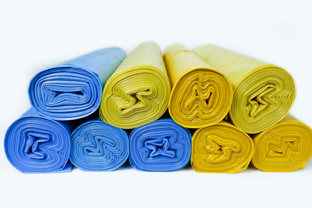 New rolls of plastic bags on the stackの写真素材