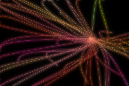 Neon line lights background on a blackの写真素材