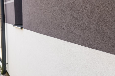 Exterior plaster on a new houseの写真素材