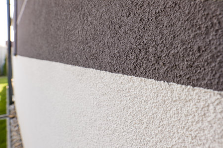 Exterior plaster on a new houseの写真素材