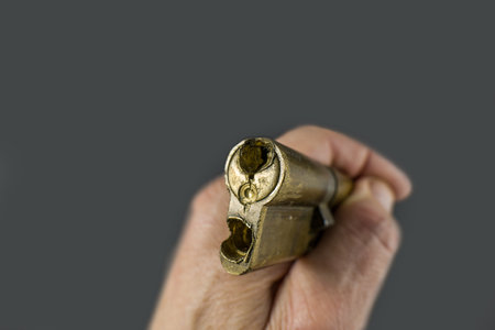 Drilled out a cylinder pin lockの写真素材