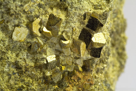 Crystals of pyrite in the volcanic stone