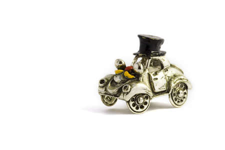 Humor car is a small toy with a clown smile.の写真素材