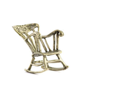 Two small chairs in metal silver. Object isolated.の写真素材