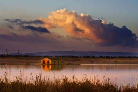 Sunset to Vendicari is a suggestive photo of sicilian landscapeの写真素材