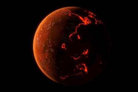 This image represent a generic volcanic planet or earth formation. It is a realistic 3d renderingの写真素材