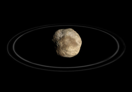 This image represents Chariklo asteroid and its rings in artwork concept and precise and scientific...