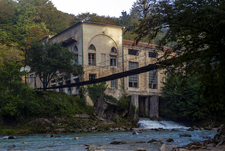 building of Hydroelectric power in the mountainsの写真素材