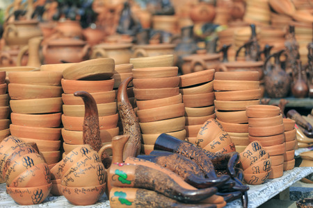 Many homemades of clay productsの写真素材