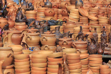 Many homemades of clay productsの写真素材