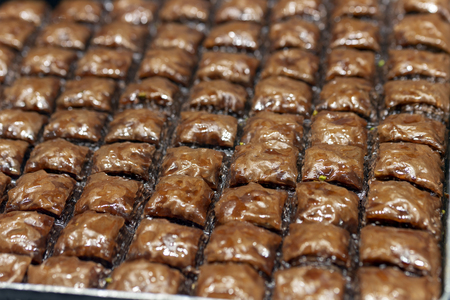 Baklava with pistachio, Turkish traditional dessert. Oriental sweetsの写真素材