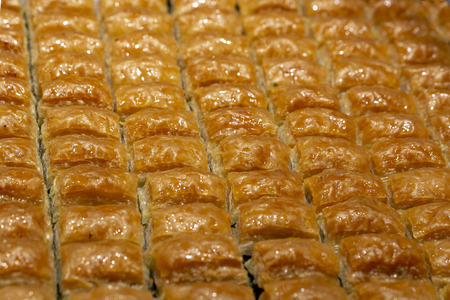 Baklava with pistachio, Turkish traditional dessert. Oriental sweetsの写真素材