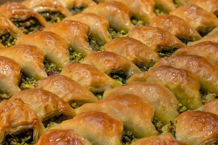 Baklava with pistachio, Turkish traditional dessert. Oriental sweetsの写真素材
