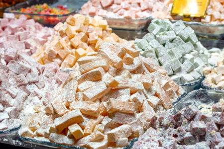 Oriental sweets, Turkish delight or lokumの写真素材