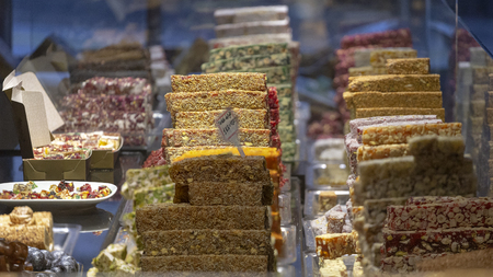 Oriental sweets, Turkish delight or lokumの写真素材
