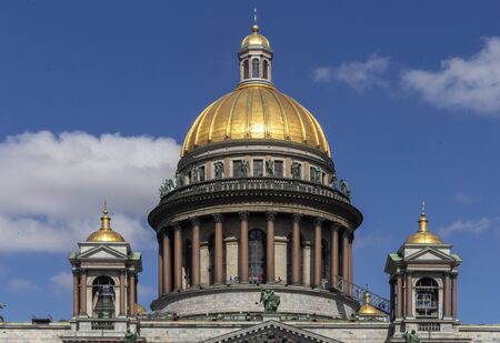 Domes of Isaac Cathedral against the sky, observation deckの写真素材