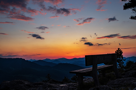 Beautiful mountain sunset scenery hohe wandの写真素材