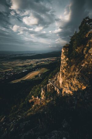 Mountain Peak Skywalk at the Hohe Wand in lower austriaの写真素材