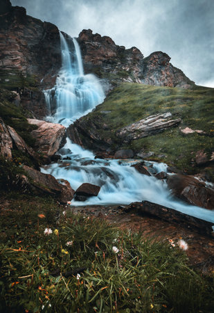 Waterfall at Grossglockner mountain road, Austria