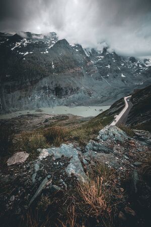 Grossglockner Austria - High Alpine Mountain Road -Hochalpenstrasse during summer moody editの写真素材