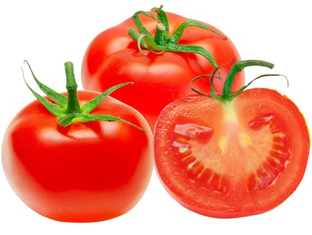 Tomato isolated on white backgroundの写真素材