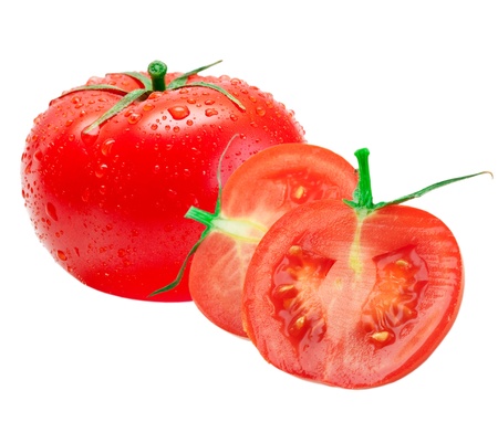 Tomato isolated on white backgroundの写真素材