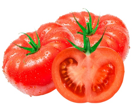 Tomato isolated on white backgroundの写真素材