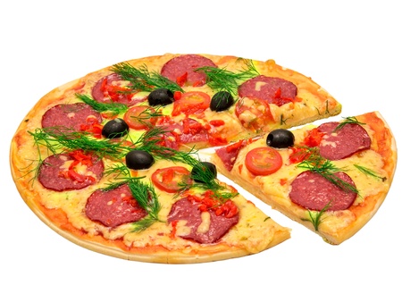 pizza isolated on white backgroundの写真素材