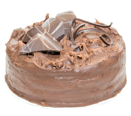 Chocolate cake isolated on white backgroundの写真素材