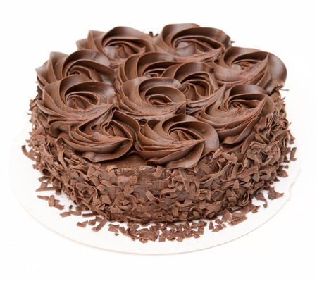 Chocolate cake isolated on white backgroundの写真素材