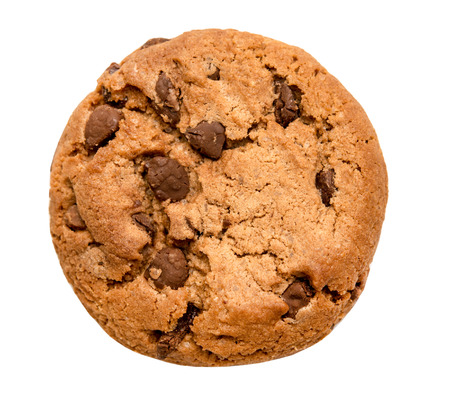 chocolate chip cookie isolated on white backgroundの写真素材