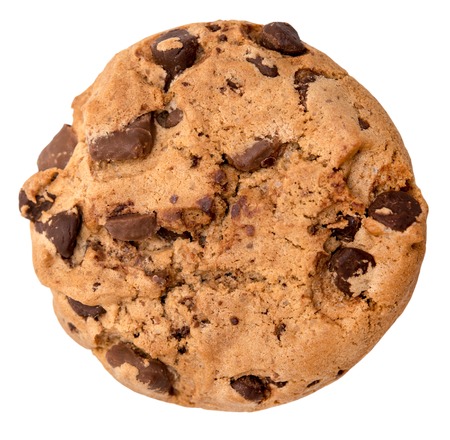 Chocolate chip cookie isolated on white backgroundの写真素材