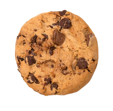 Chocolate chip cookie isolated on white backgroundの写真素材