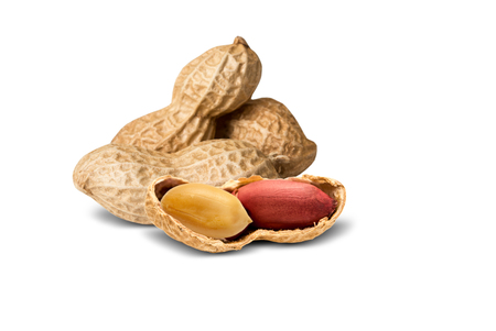 peanuts isolated on white backgroundの写真素材