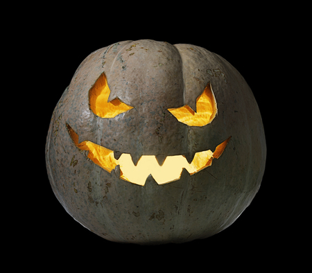 Halloween pumpkin, black backgroundの写真素材