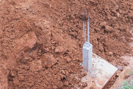 Casting pillars for foundation in construction.の写真素材