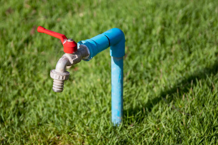 Faucet in the lawn In the afternoon of the day.Clear after blurred.