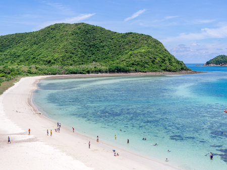 people on the beach island,blue sea and blue skyのeditorial素材