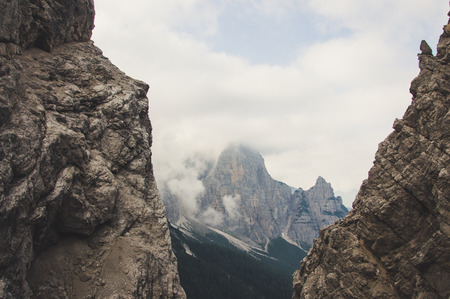 View of Dolomites near Cibiana di Cadore Italyの写真素材